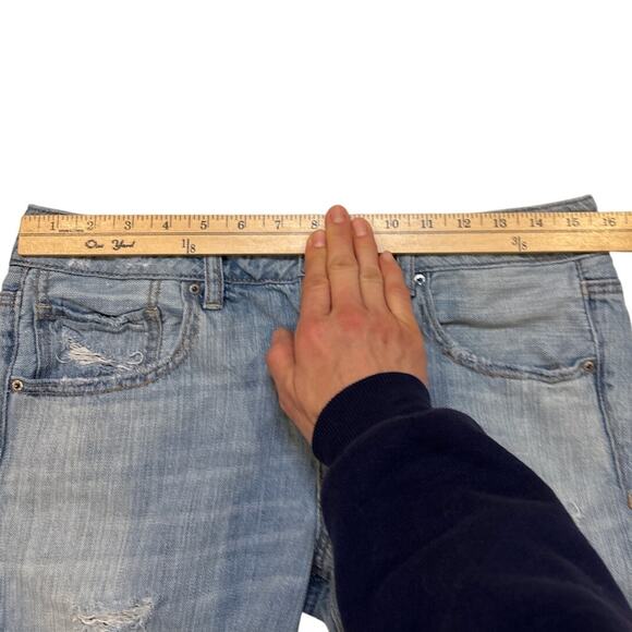 American Eagle Jeans Womens 6 Blue Tomgirl Button Fly Trashed Destroyed Grunge - Picture 6 of 9